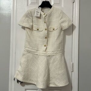 Zara Cream Mini Dress with Gold Buttons, new - Never Work